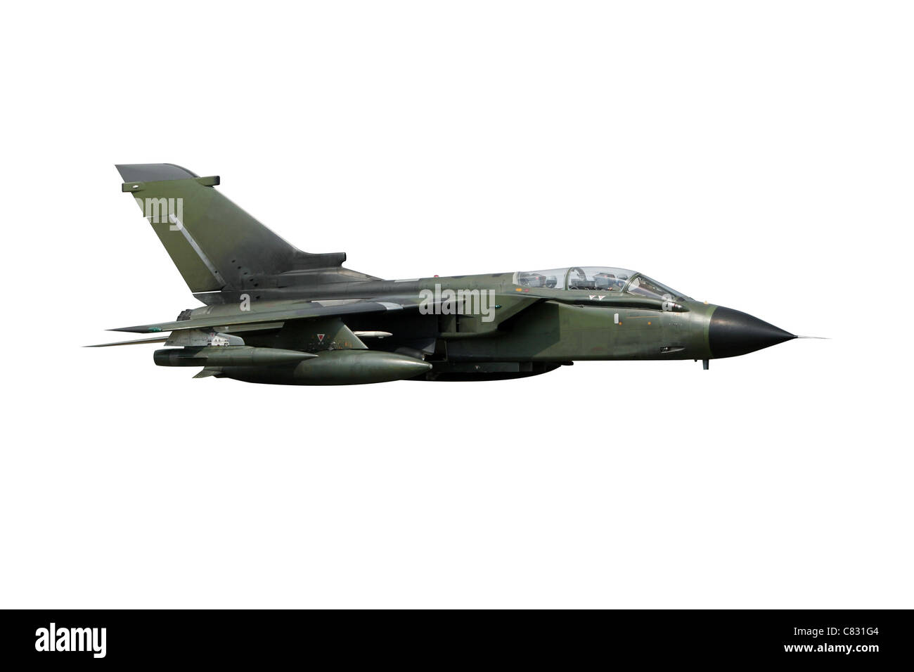 Isolated green fighterjet Stock Photo