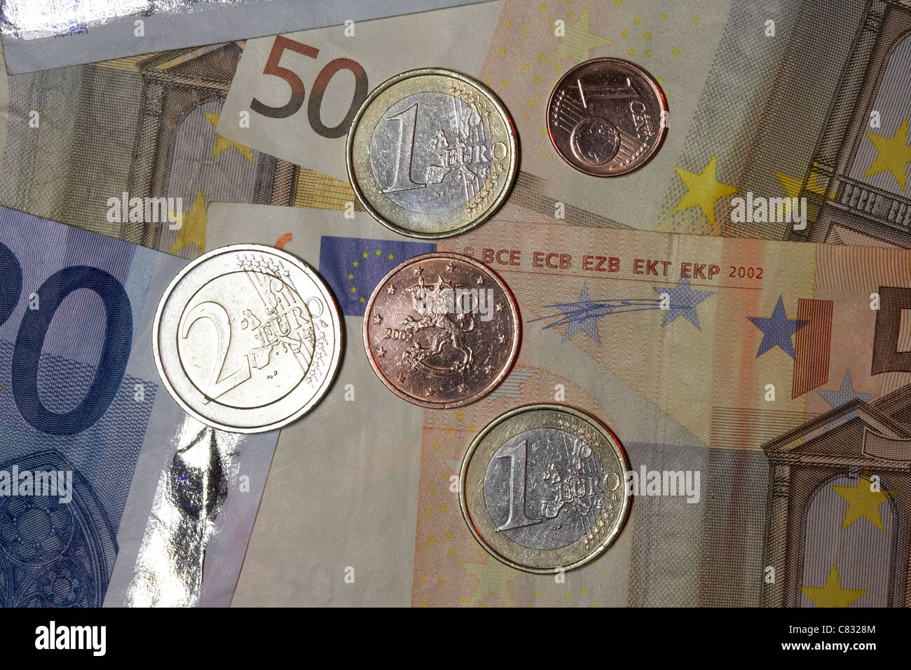 finnish euro banknotes and coins euros from finland suomi Stock Photo ...