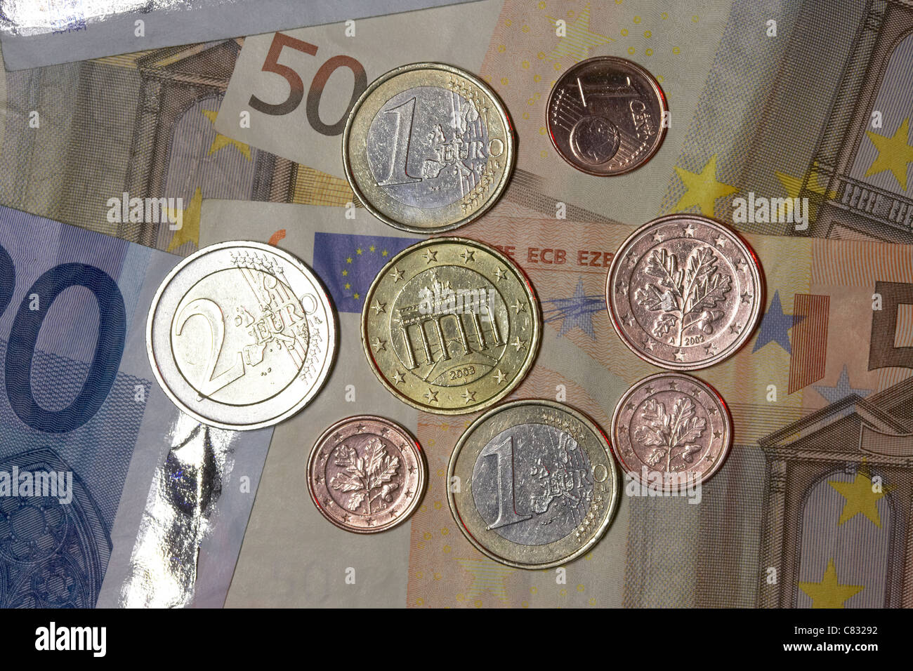German Euro Banknotes And Coins Euros From Germany Deutschland