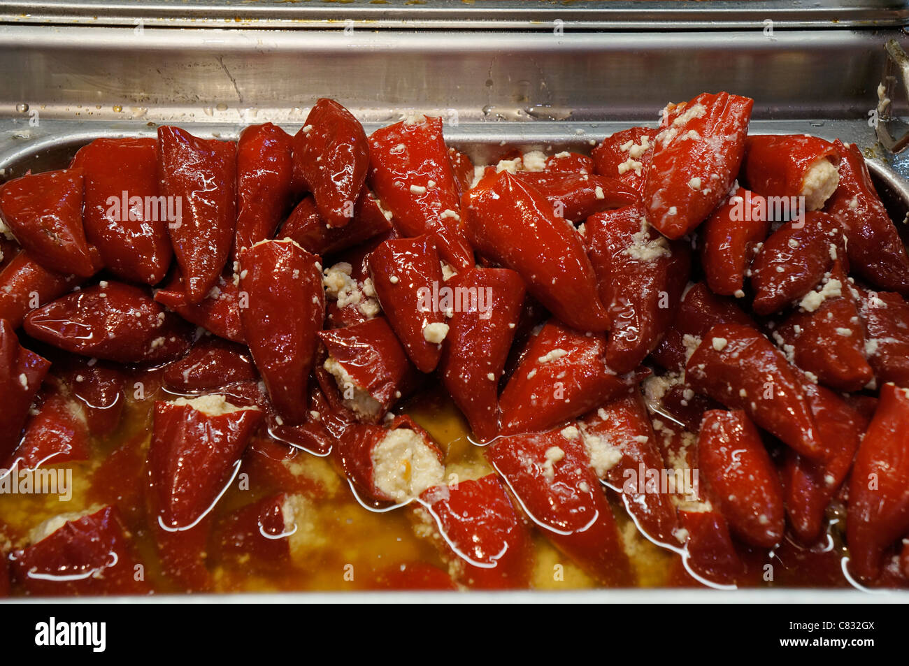Marinated Stuffed Red Peppers, with Feta Cheese Stock Photo Alamy