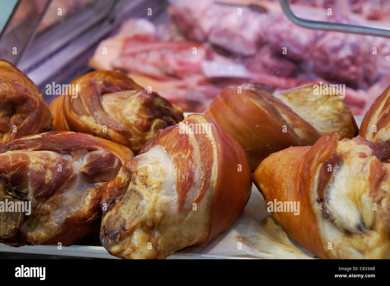 Cured Pork, Ham Legs Stock Photo