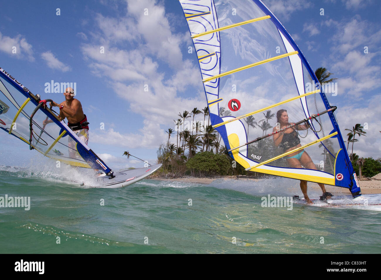 Windsurfing in Maui USA Stock Photo Alamy