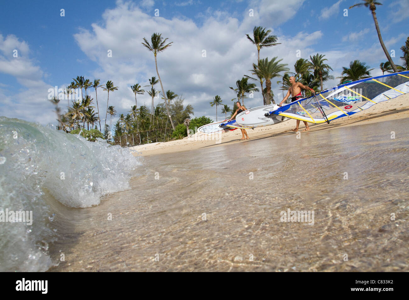 Windsurfing in Maui USA Stock Photo Alamy