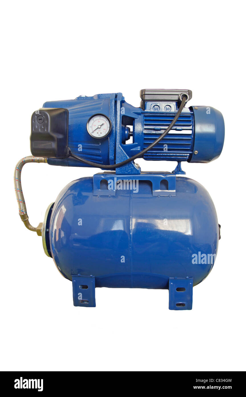 Automatic water pump in the basement isolated Stock Photo Alamy
