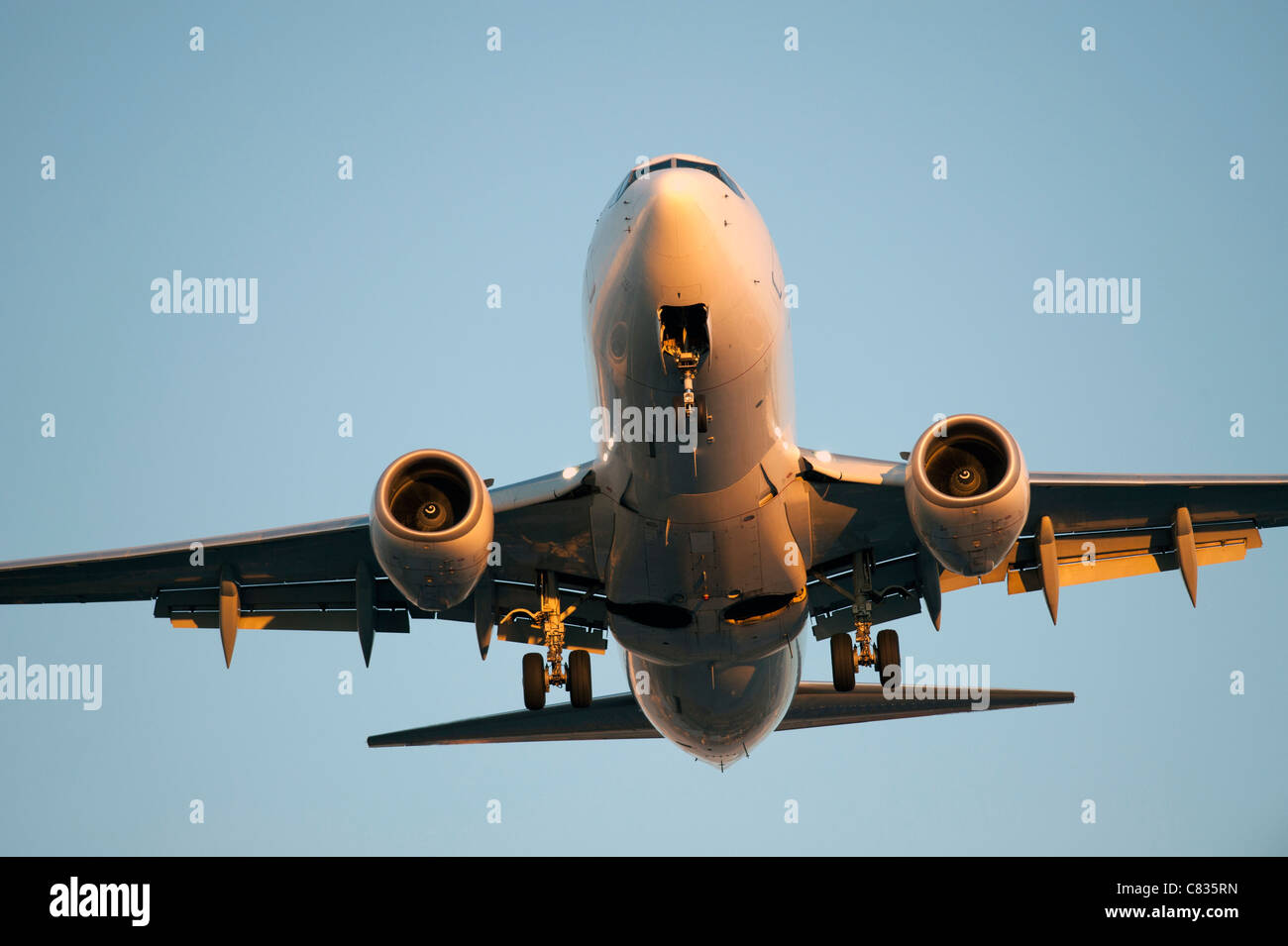 Aircraft with two jet engines Stock Photo