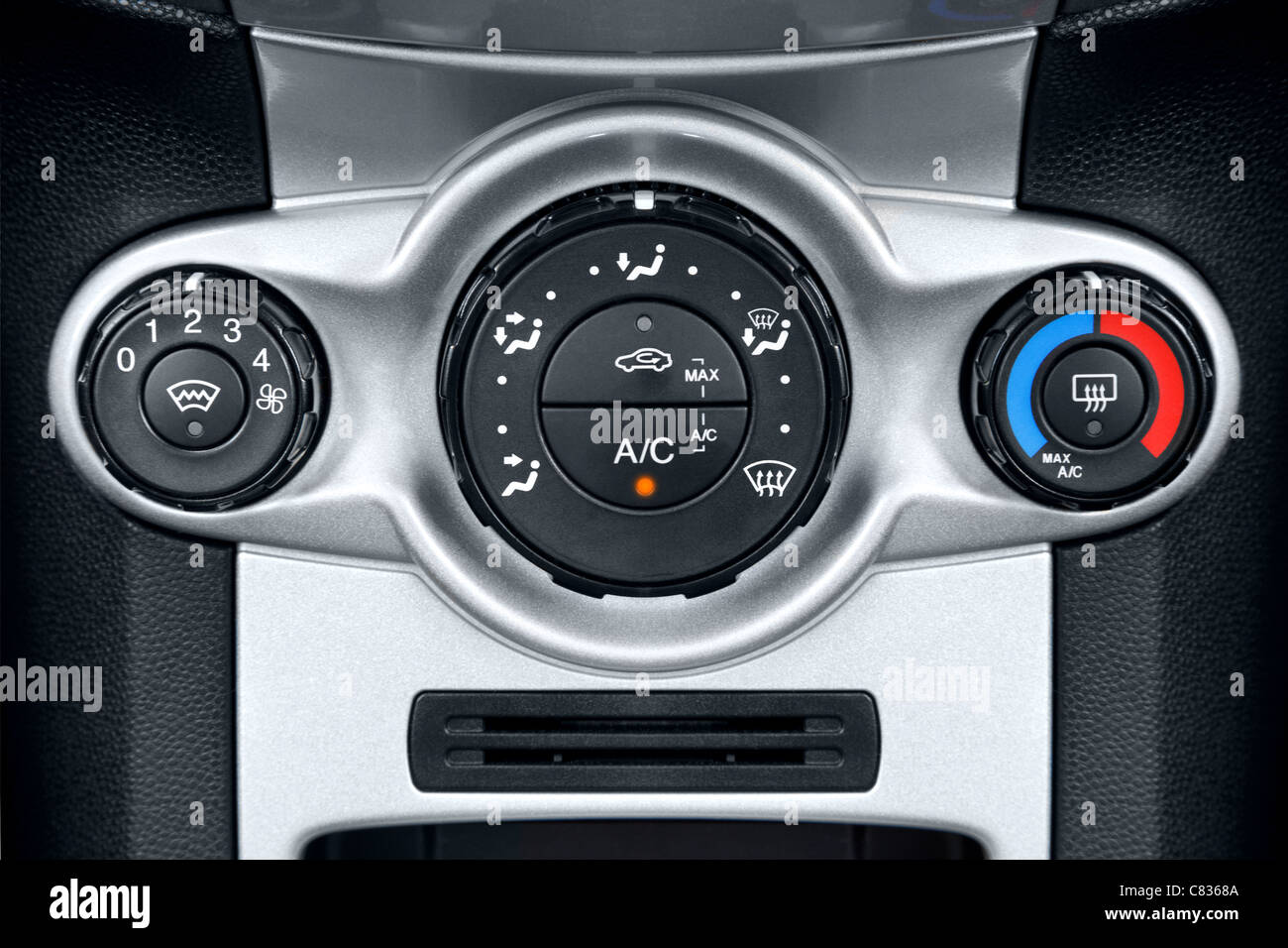 Photo of the air conditioning controls on a cars dashboard. Stock Photo