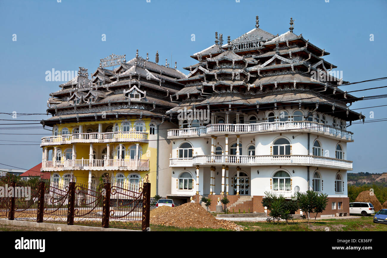 Modern Gypsy houses near Sibiu, Romania Stock Photo