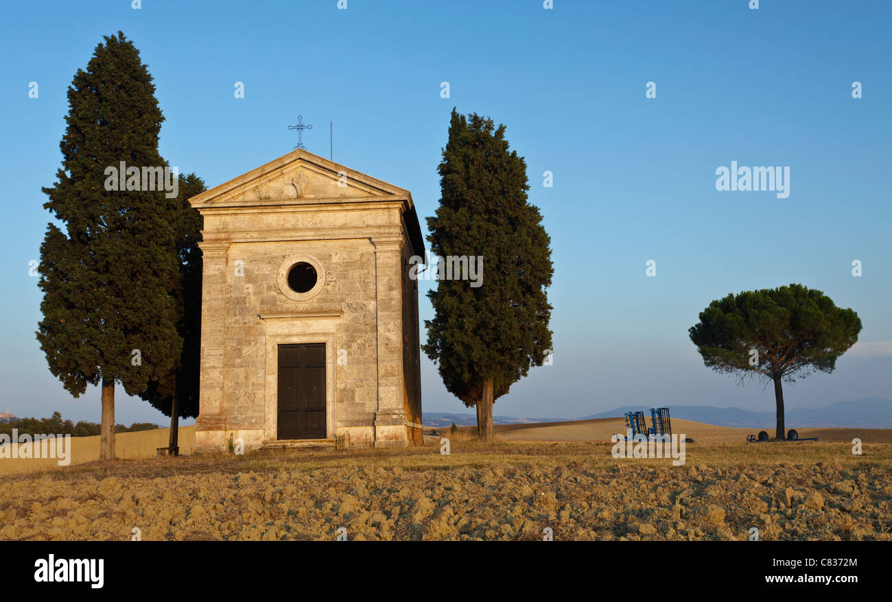 Vitaleta Chapel, near Pienza Tuscany, Italy. Stock Photo