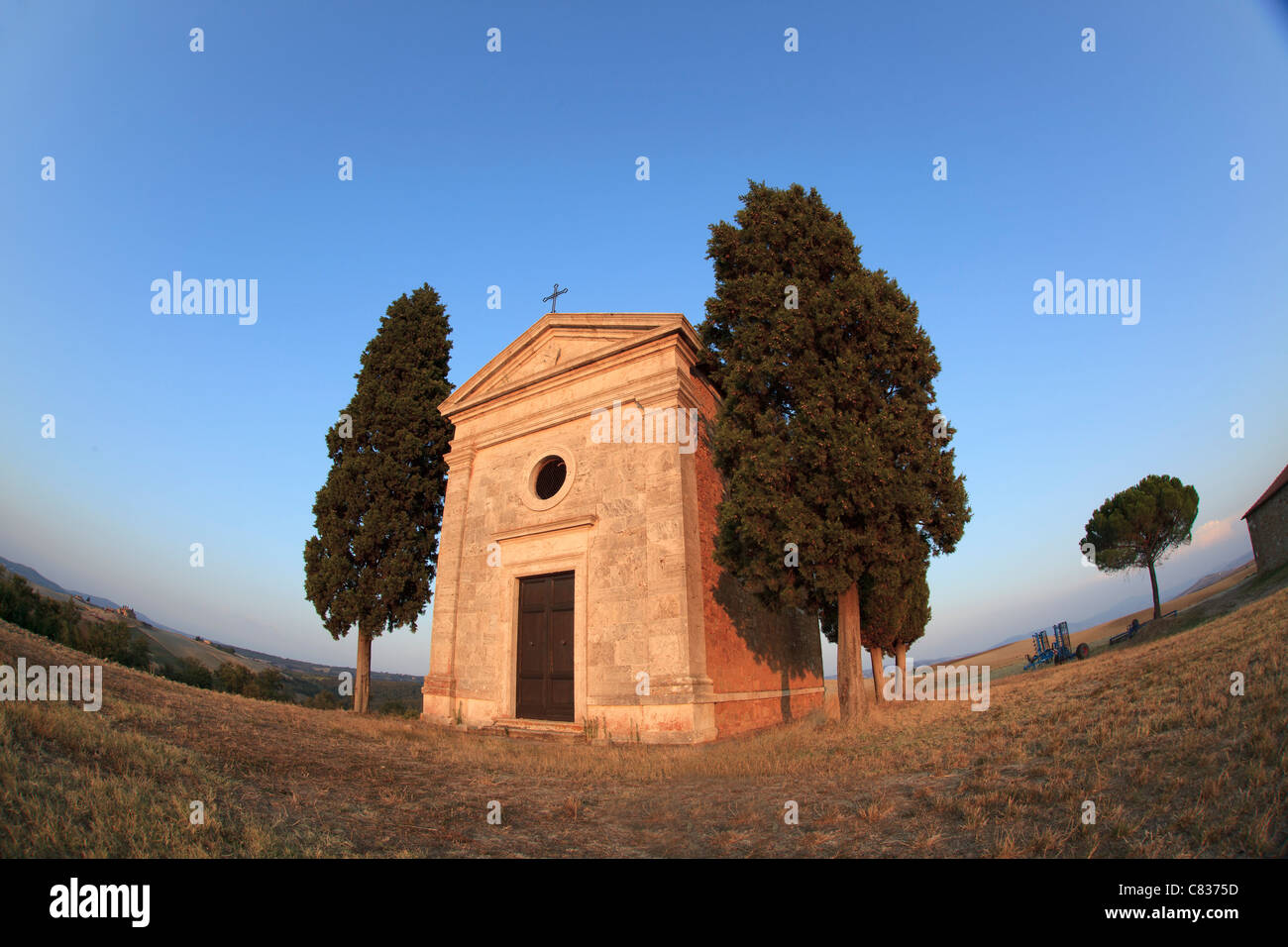 Vitaleta Chapel, Val d'Orcia, Tuscany, Italy Stock Photo