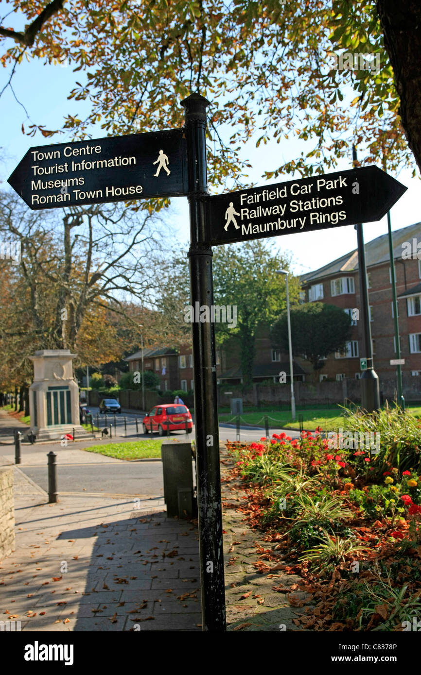Pedestrian directions Signpost in Dorchester Dorset Stock Photo Alamy