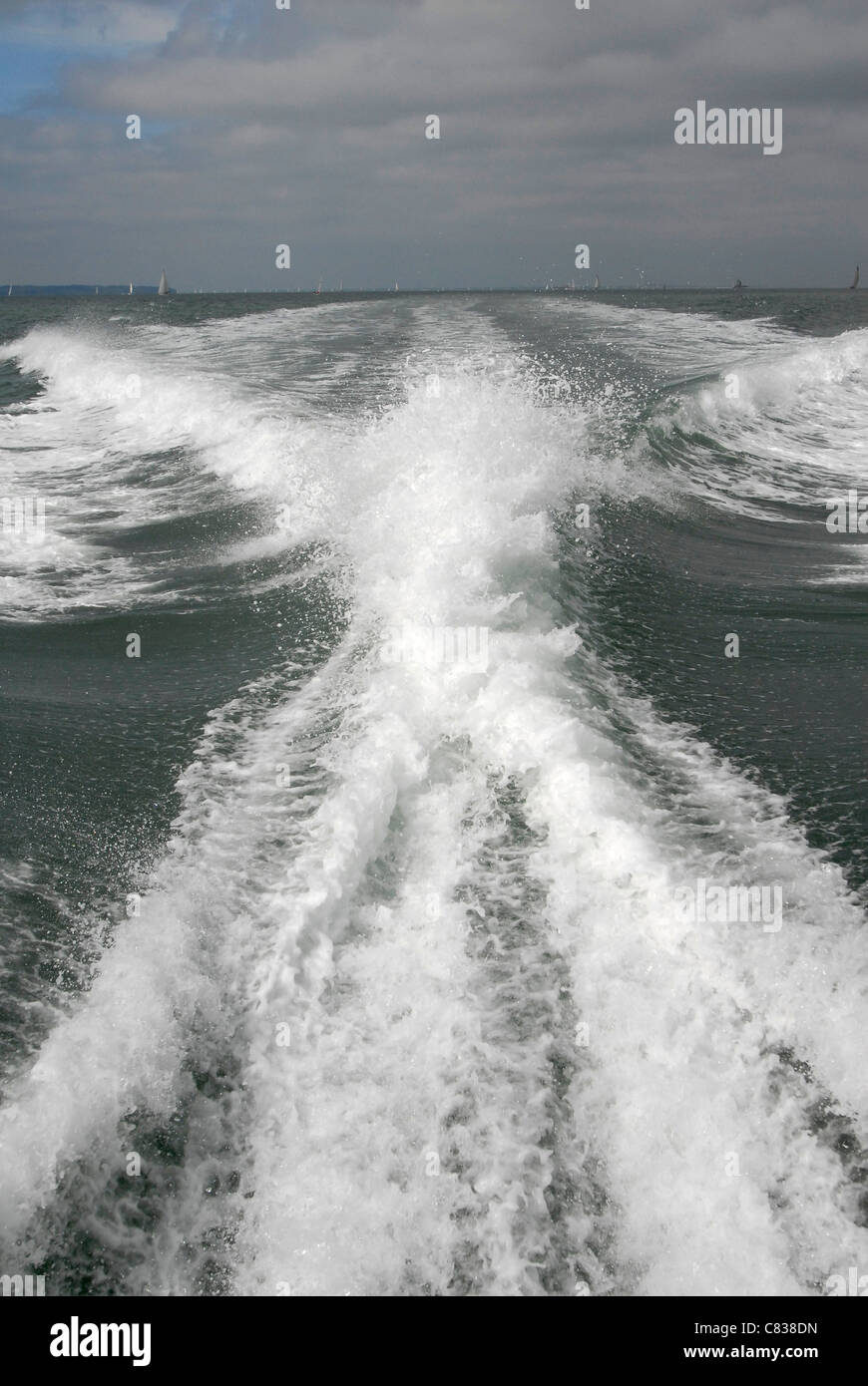 Power boat wake Stock Photo