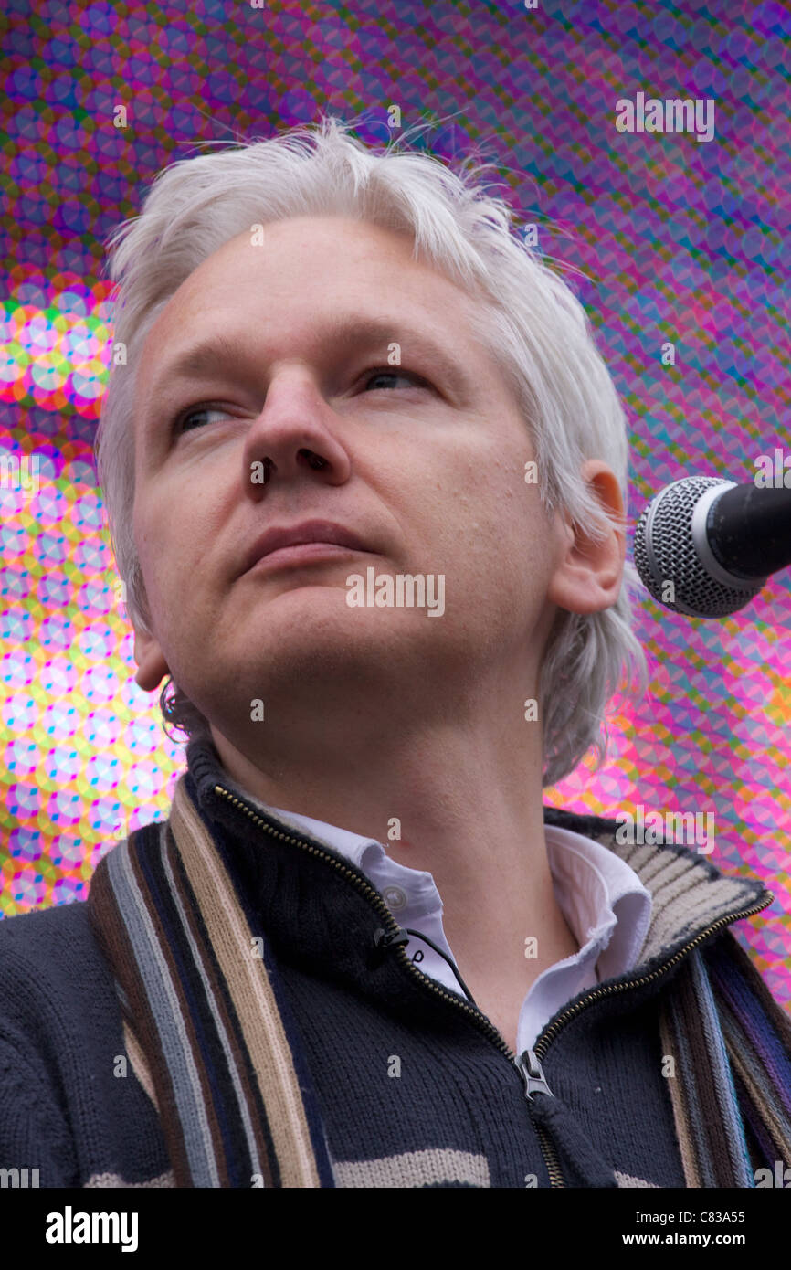 London Anti War Assembly Julian Assange Stock Photo