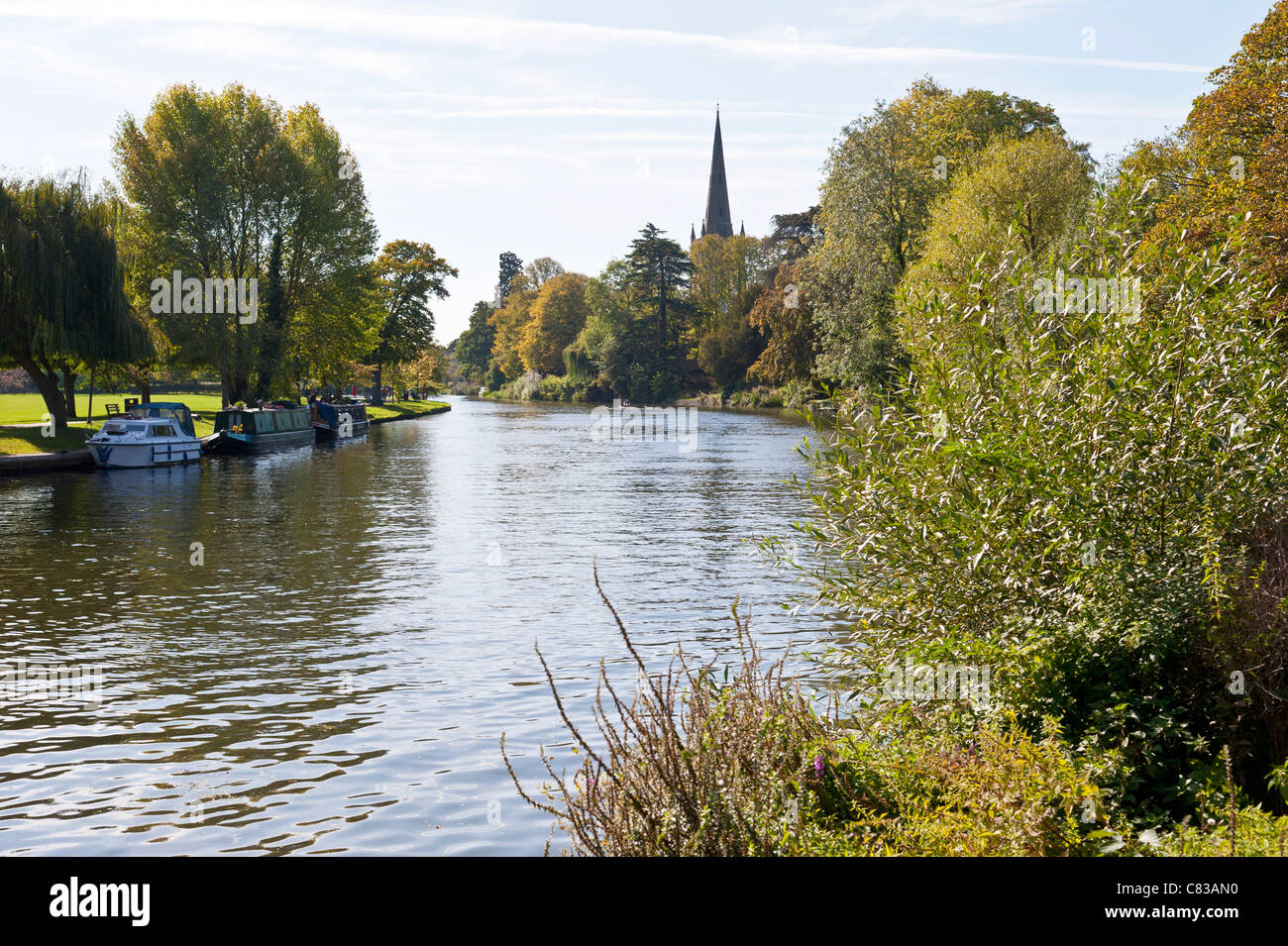 boats on the river Avon at Stratford upon Avon Stock Photo