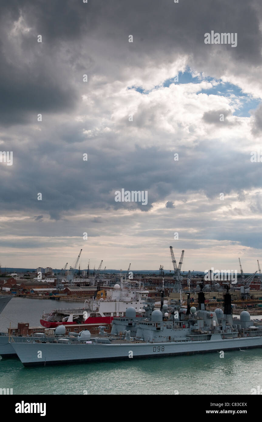 Navy Ships Waiting To Be Scrapped in Portsmouth Dockyard Stock Photo