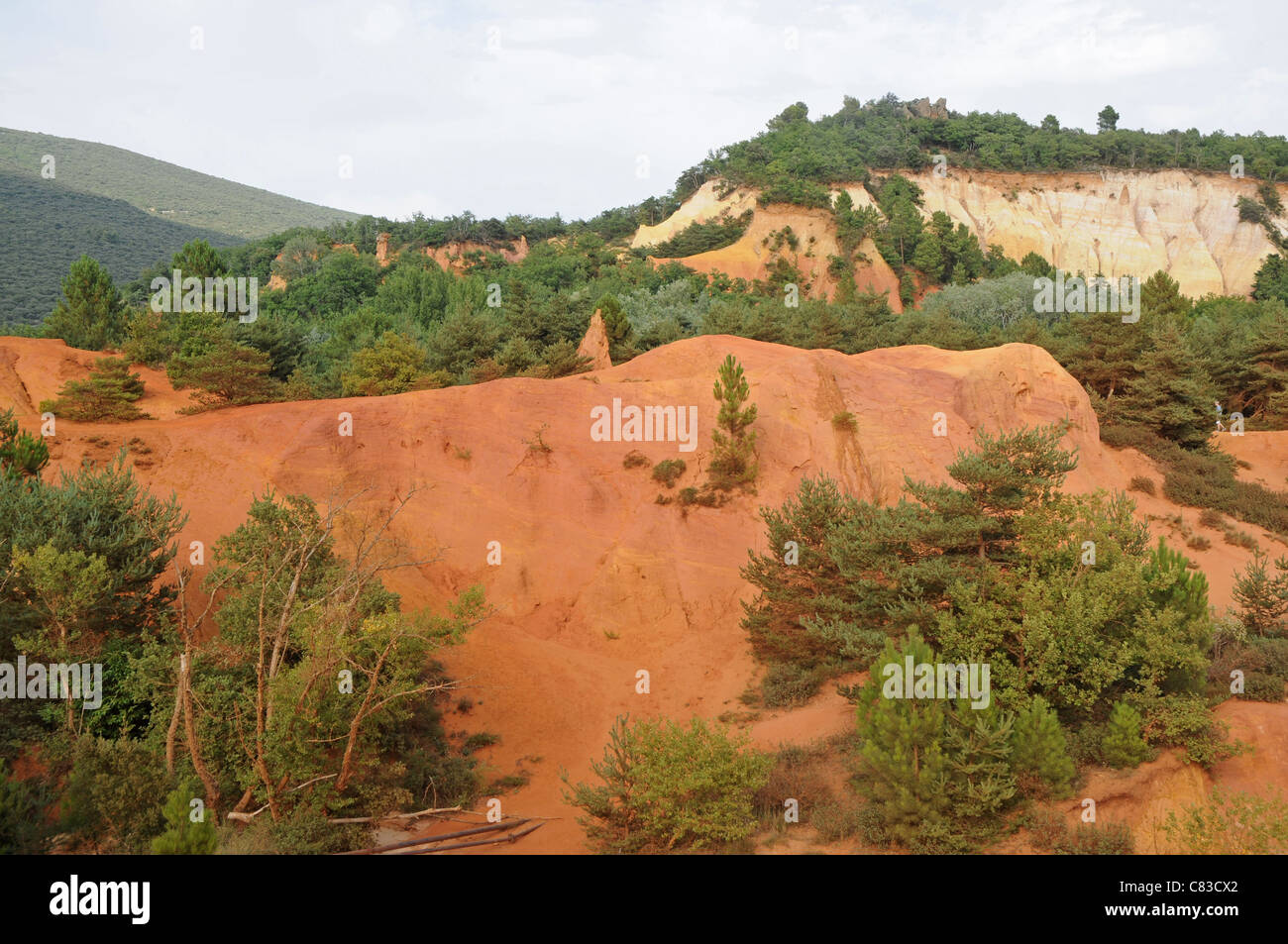 Former ochre quarry near Rustrel town so called French Colorado, Vaucluse department, Provence region in France Stock Photo