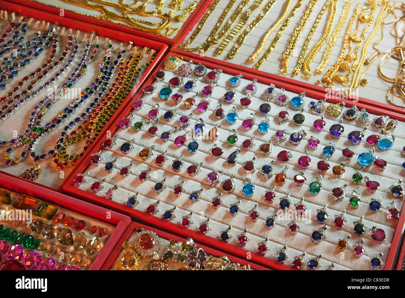 Cambodia, Siem Reap, The Old Market, Jewellery Display Stock Photo Alamy