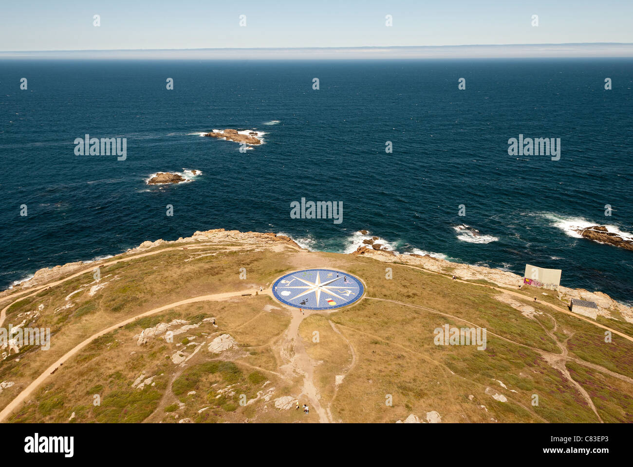 Compass in Hercules Tower Park, La Coruna, Galicia, Spain Stock Photo