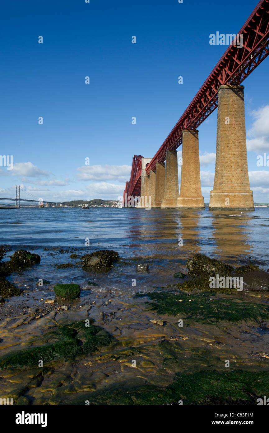 The Forth Rail Bridge spanning the Forth Estuary between East Lothian