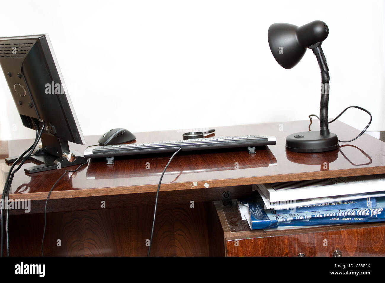 Computer monitor on office desk Stock Photo