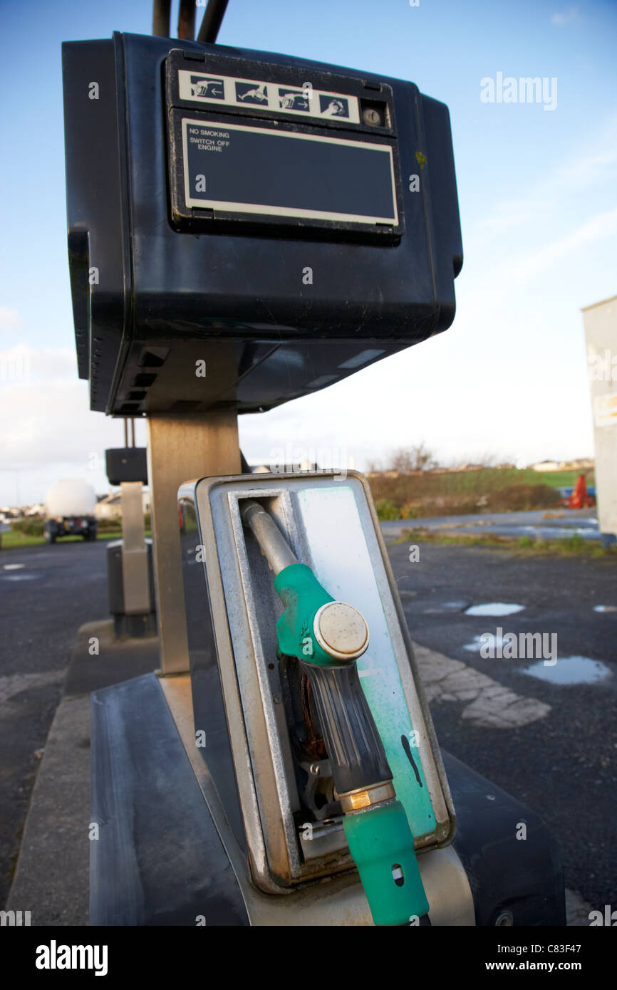 unleaded fuel pump at an old abandonded rural petrol service station in