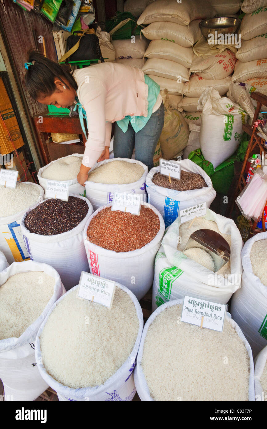 Cambodia, Siem Reap, Rice Shop in The Old Market Stock Photo - Alamy