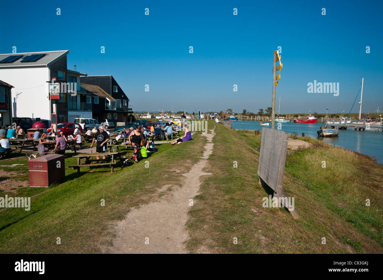 Rye Harbour Riverfront On A Sunny Day East Sussex England Stock Photo