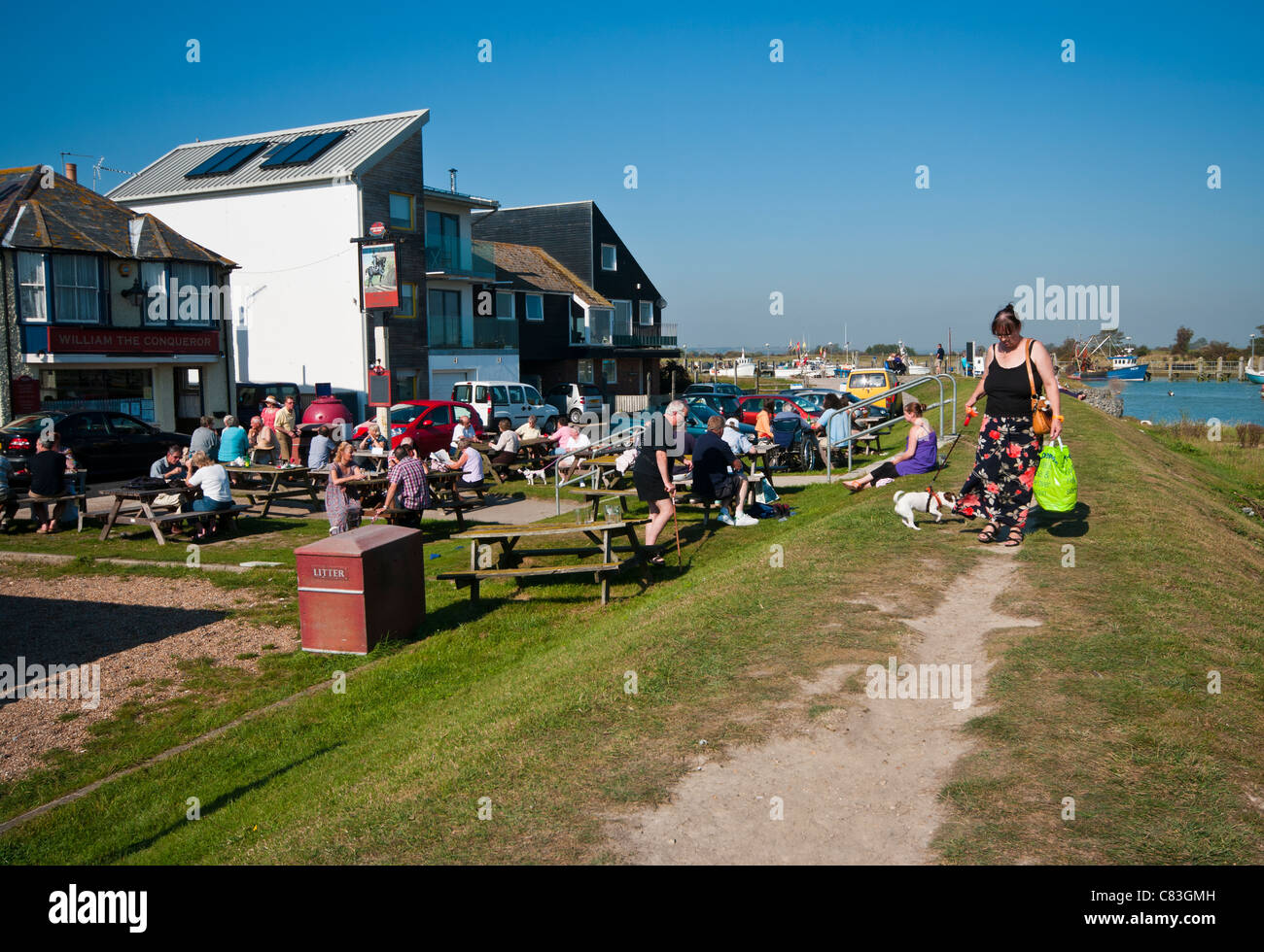 Rye Harbour Riverfront On A Sunny Day East Sussex England Stock Photo