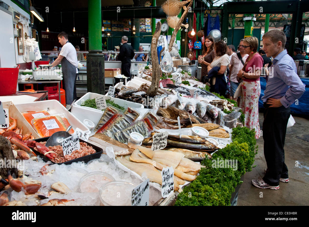 Fresh Fish Stall, Borough Market, London, England Stock Photo - Alamy