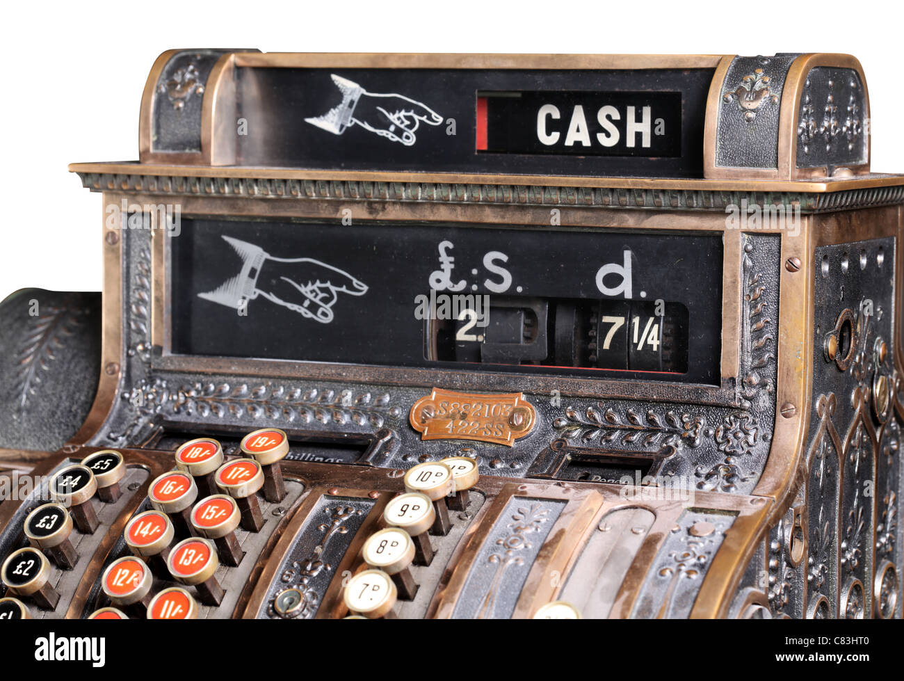 Old-style cash register. Stock Photo