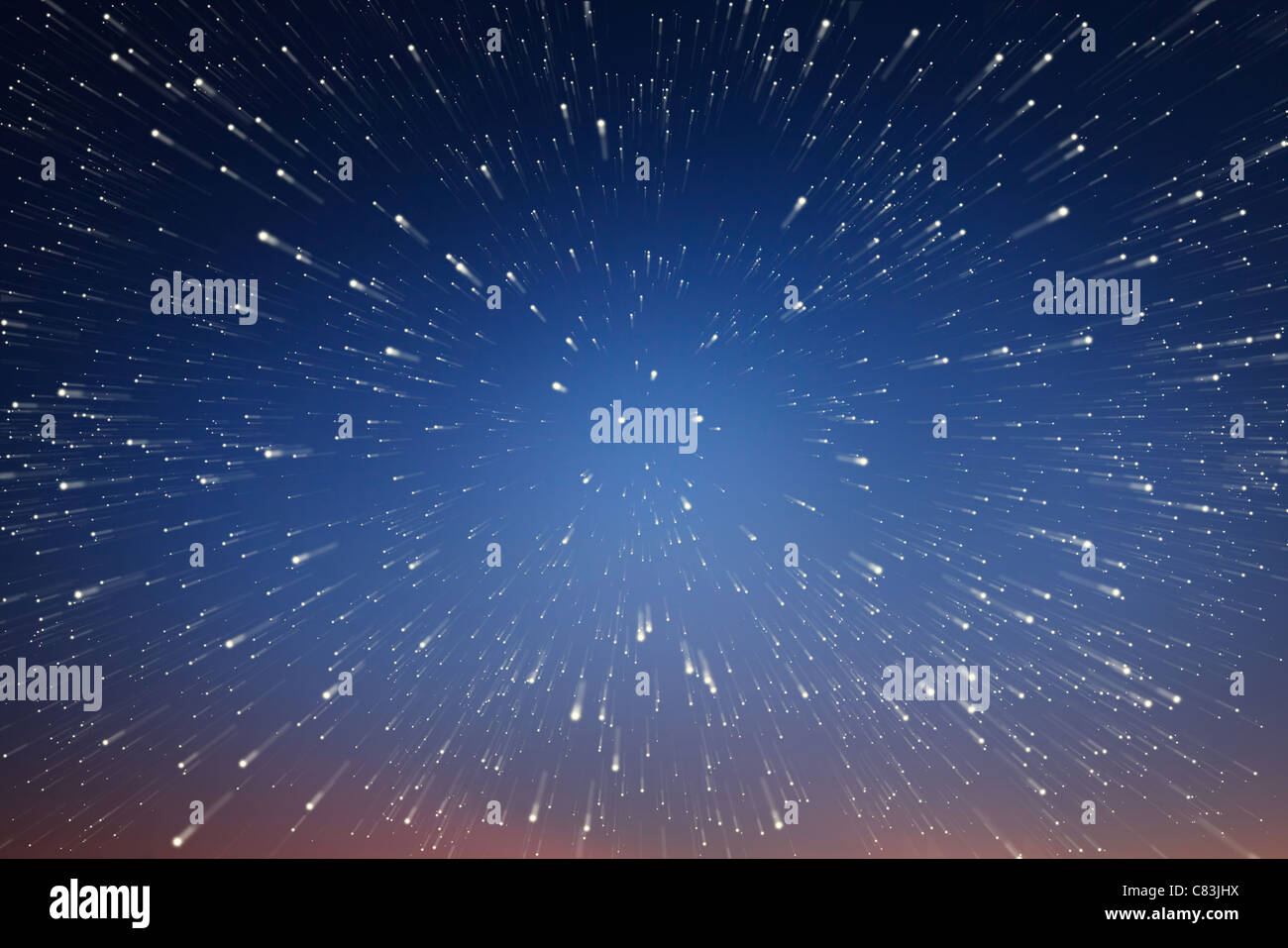 Abstract background. The viewer is moving in space towards infinity. Stock Photo