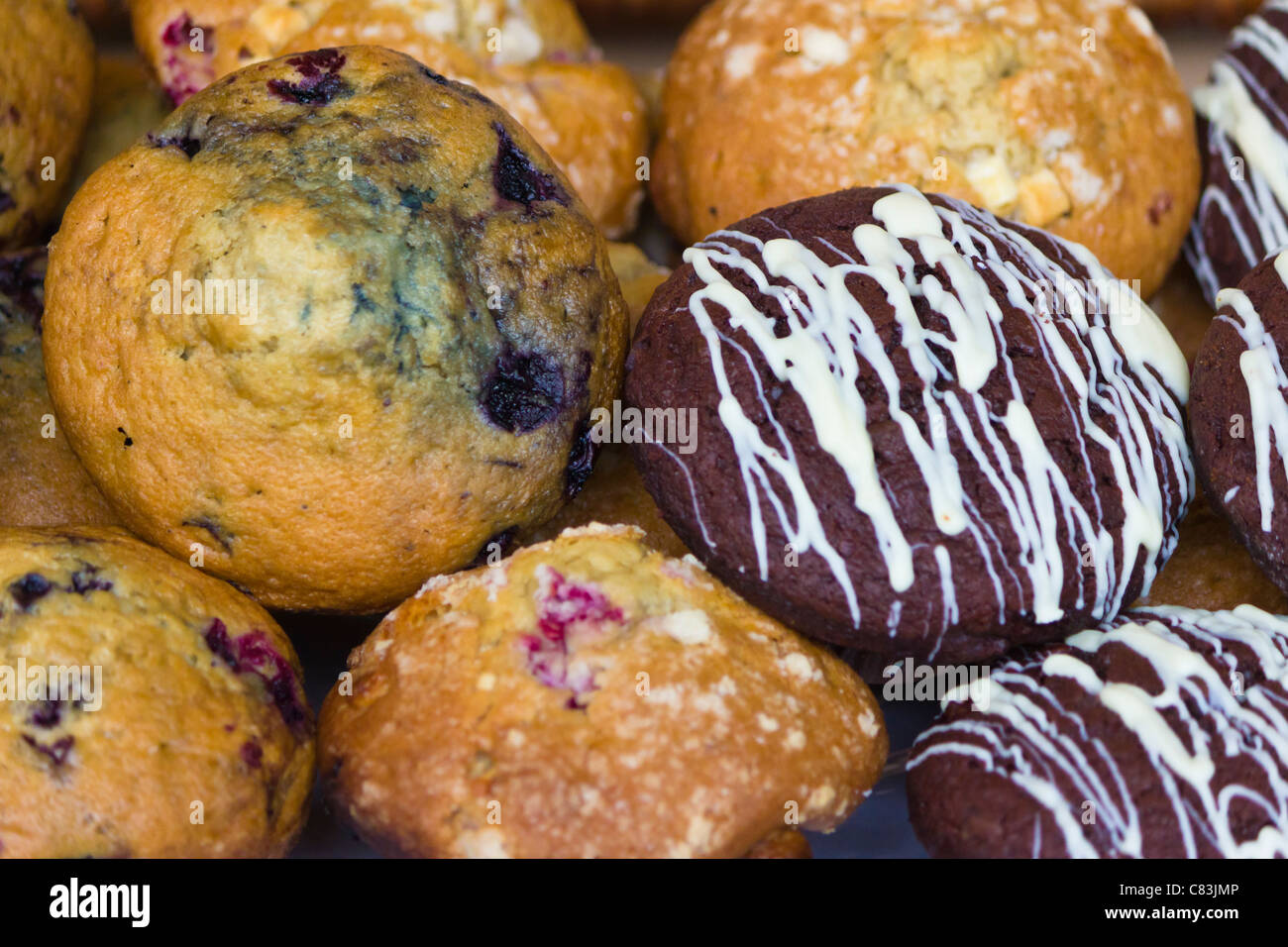 Desserts at a market stall in Borough Market. Stock Photo