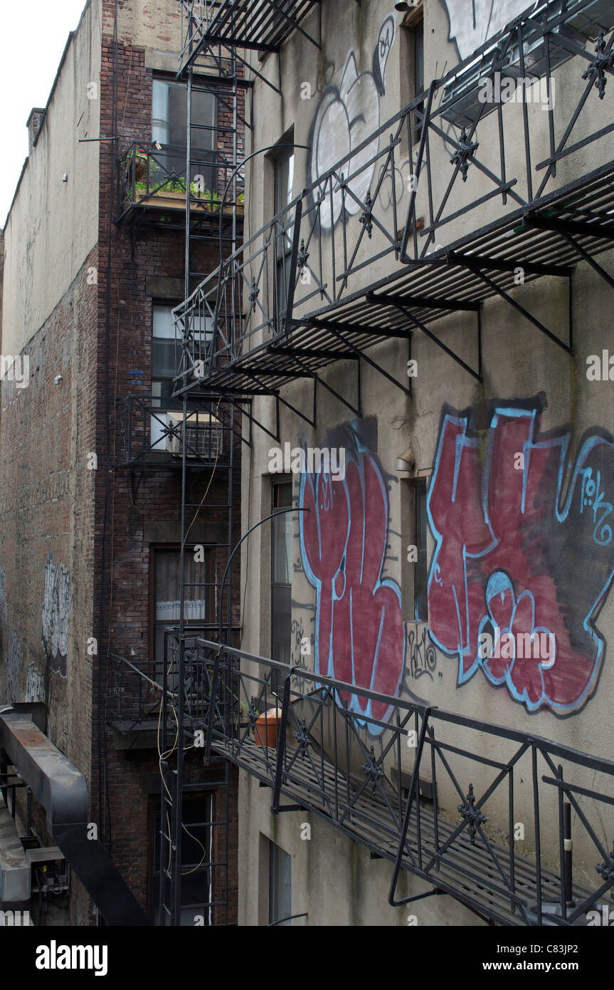 Graffiti on a New York Building. Stock Photo