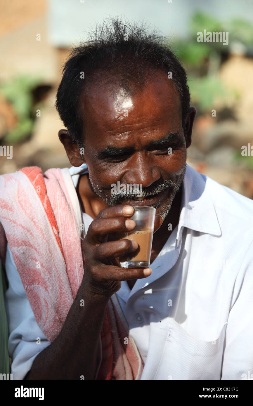 Man drinking a chai / tea Andhra Pradesh South India Stock Photo Alamy