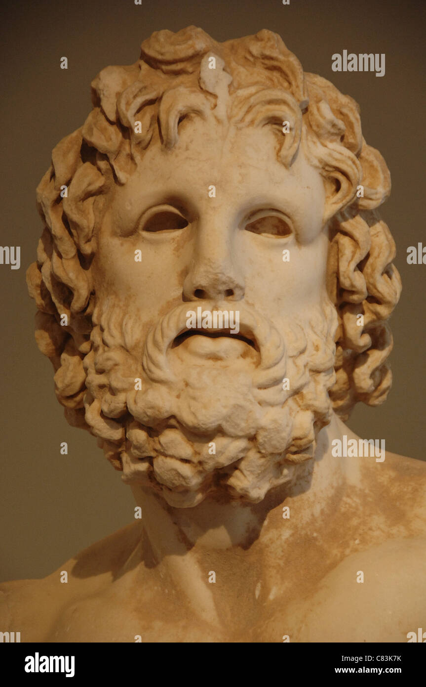 Greek Art. Greece. Bust of Asclepius. Pentelic marble. Copy of the 2nd