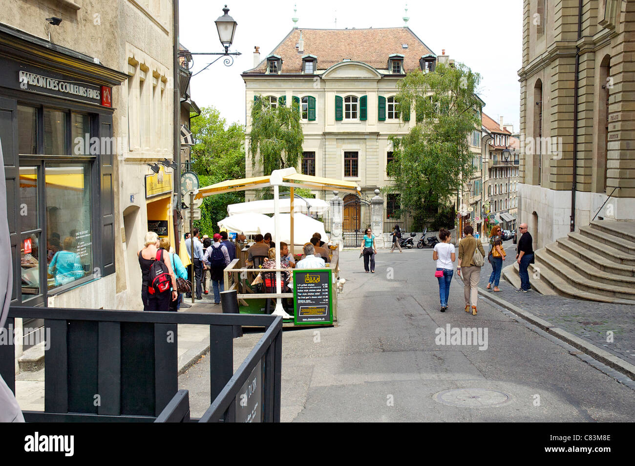 Street scene, Geneva old town, Switzerland Stock Photo Alamy