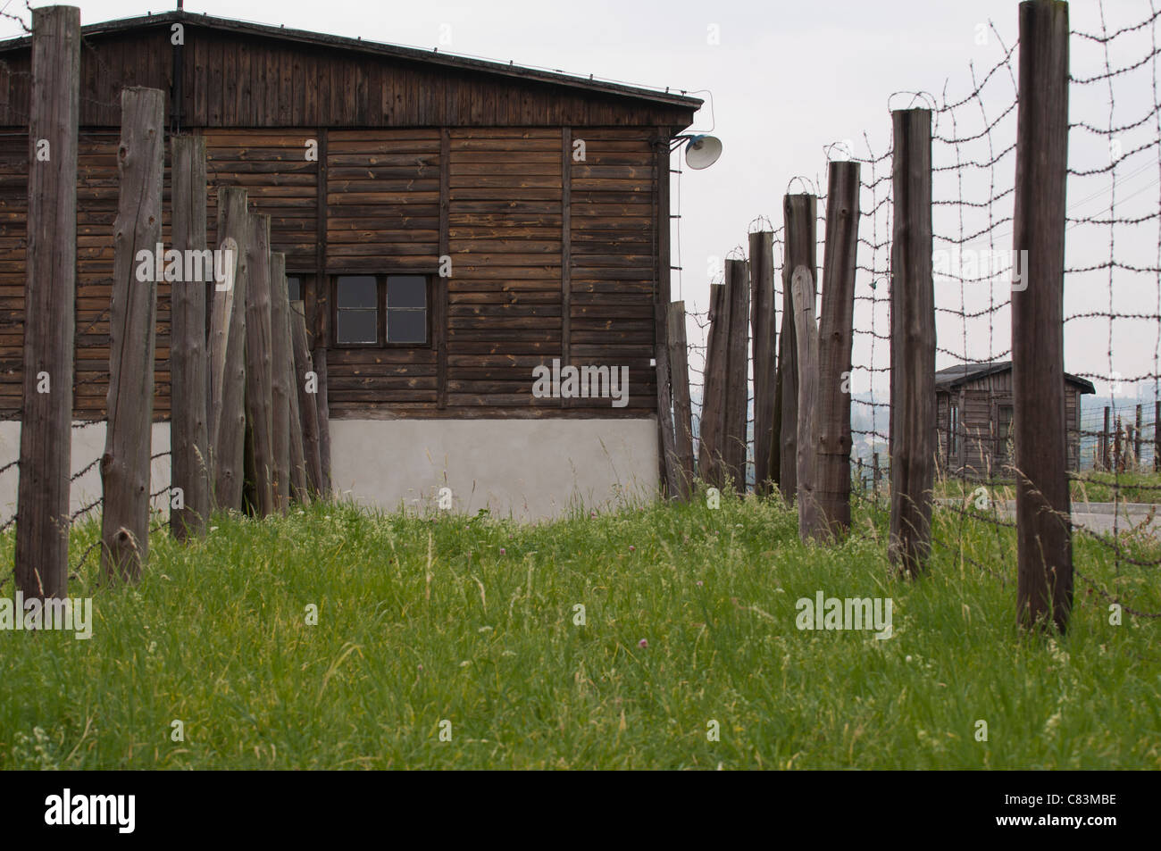 External view of inmates' barracks, Majdanek concentration camp, Lublin, Poland Stock Photo