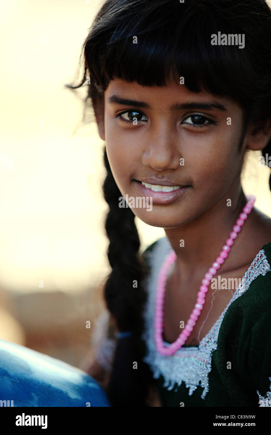 Smiling girl Andhra Pradesh South India Stock Photo - Alamy