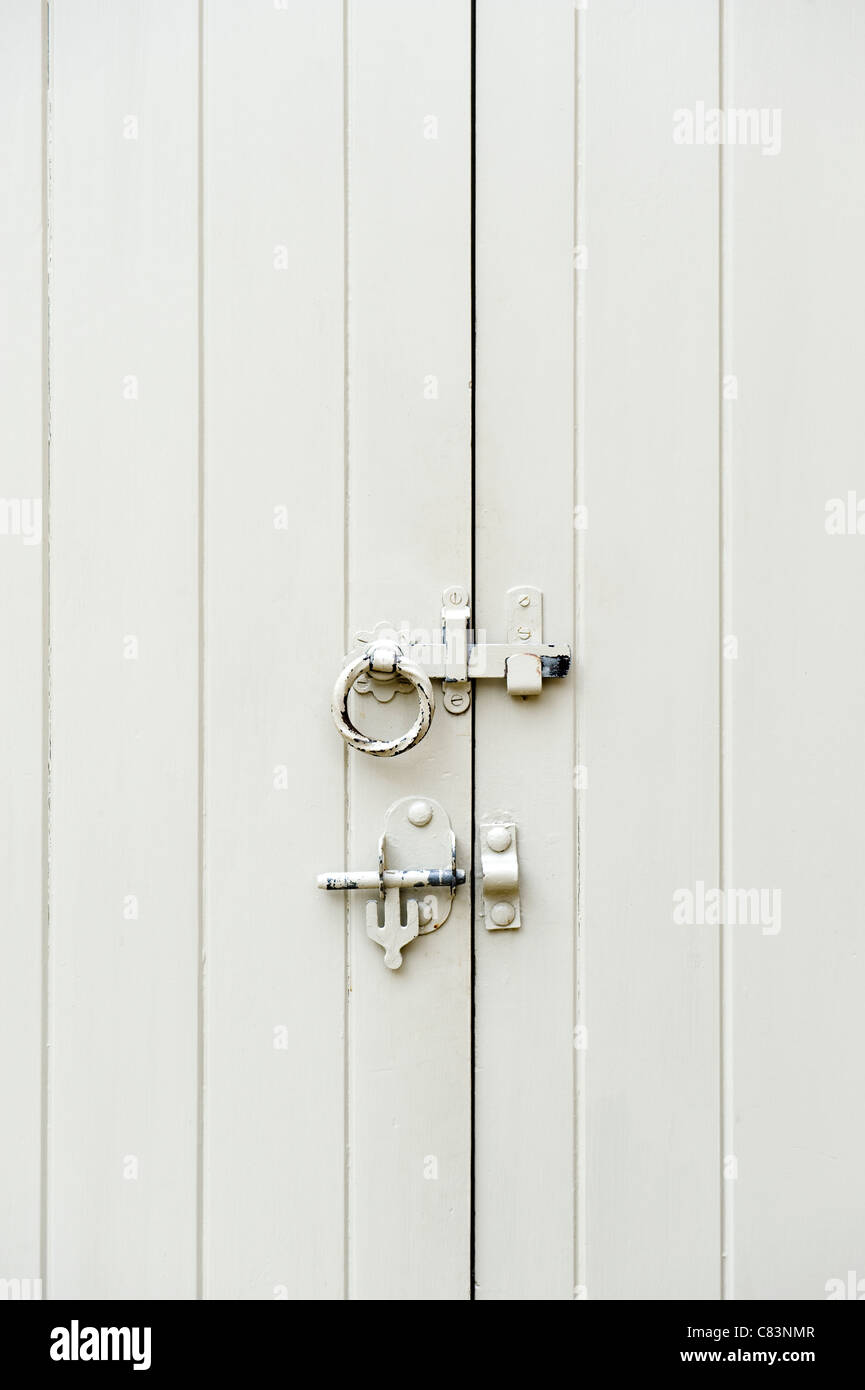 Latch on a wooden door Stock Photo
