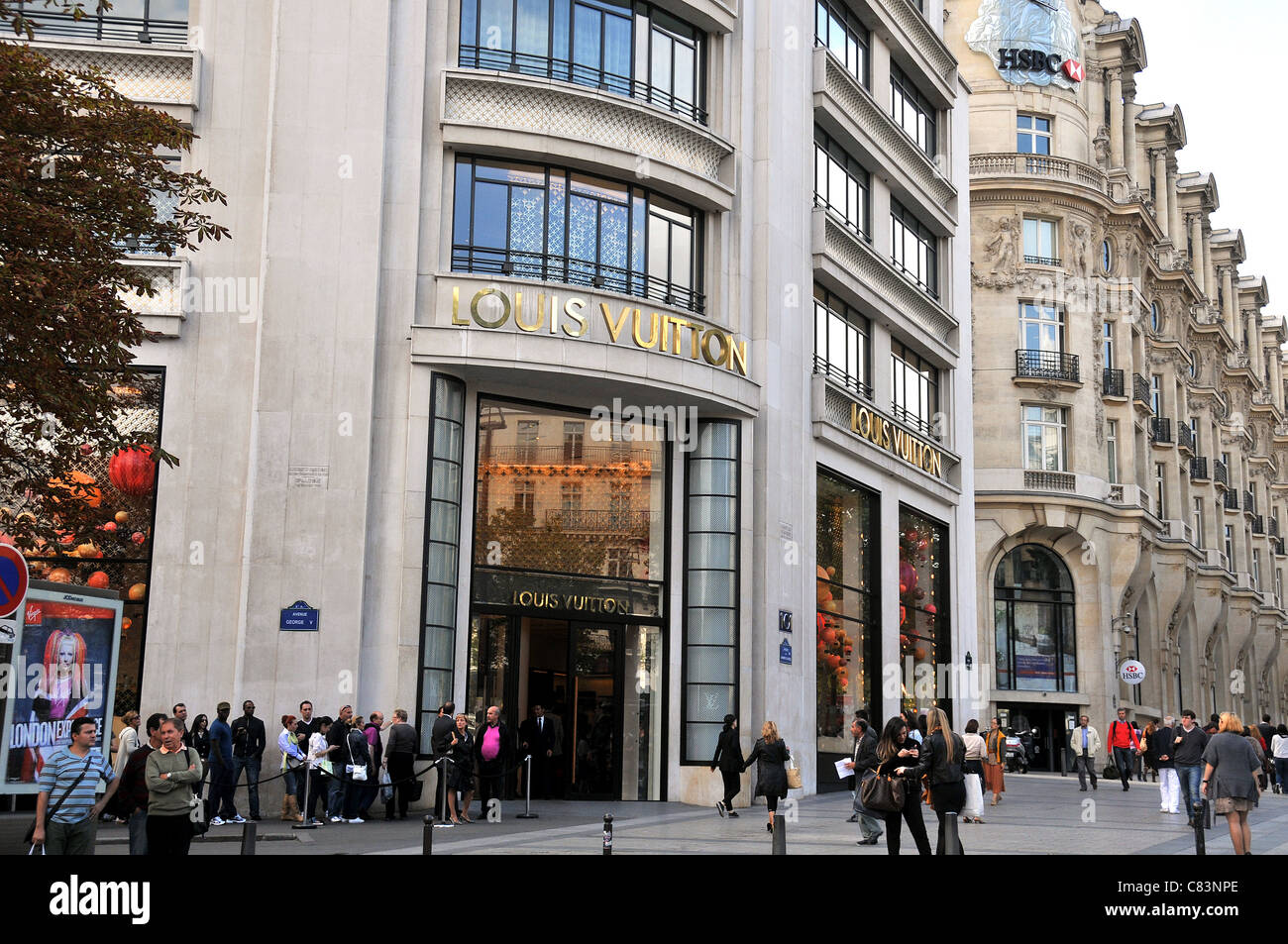 Louis Vuitton boutique Champs-Elysée avenue Paris France Stock