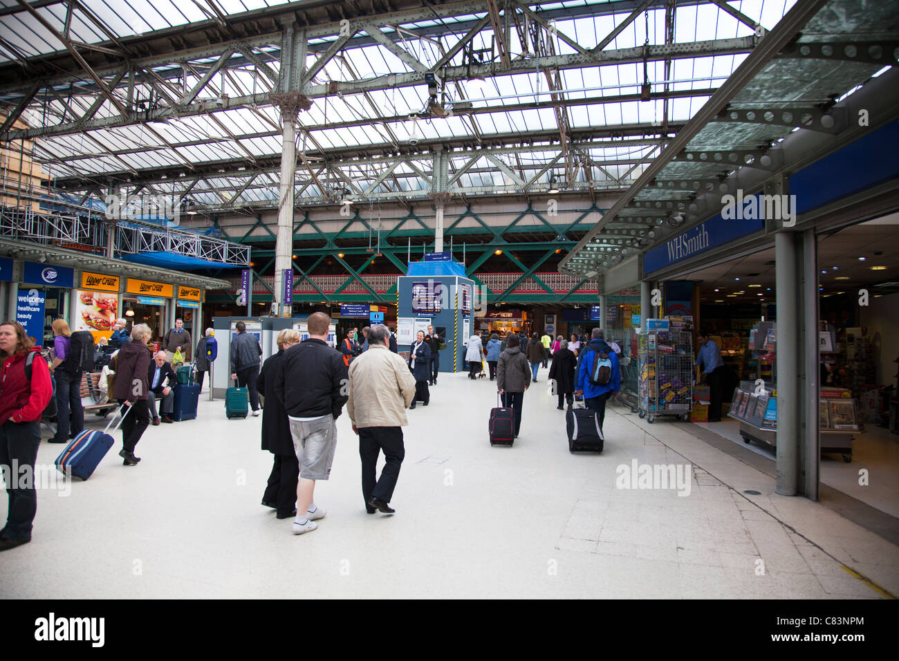 Inside Waverley rail station, Edinburgh, Scotland Scotrail passengers