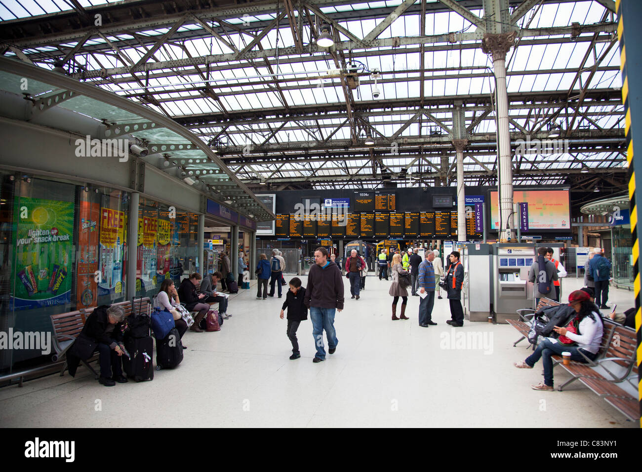 Inside Waverley rail station, Edinburgh, Scotland Scotrail passengers
