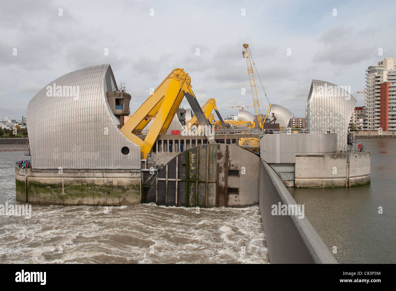 Thames Barrier annual test of flood defence gates Stock Photo - Alamy