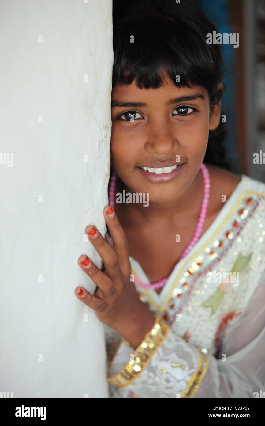 Smiling girl Andhra Pradesh South India Stock Photo - Alamy