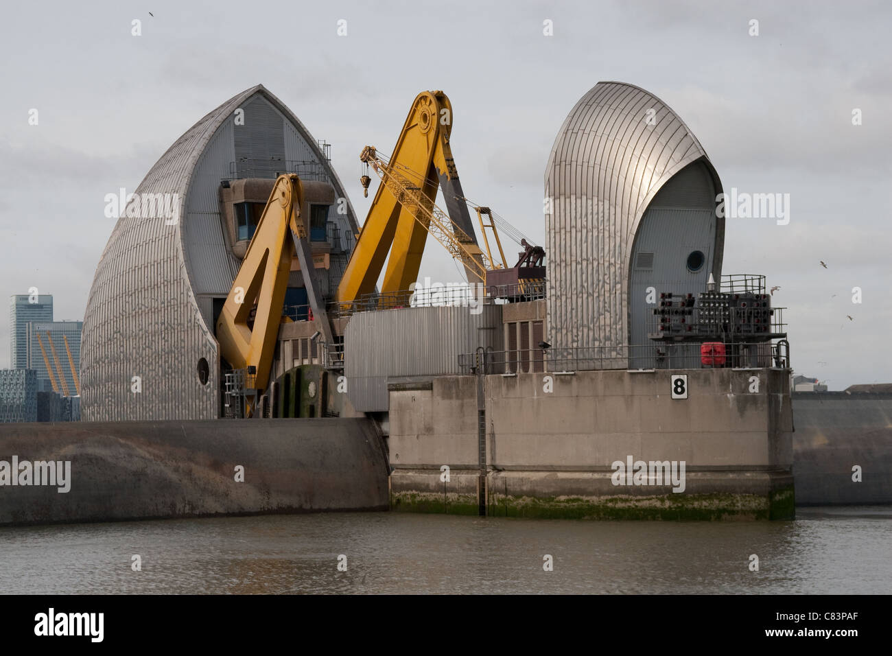 Thames Barrier annual test of flood defence gates Stock Photo - Alamy