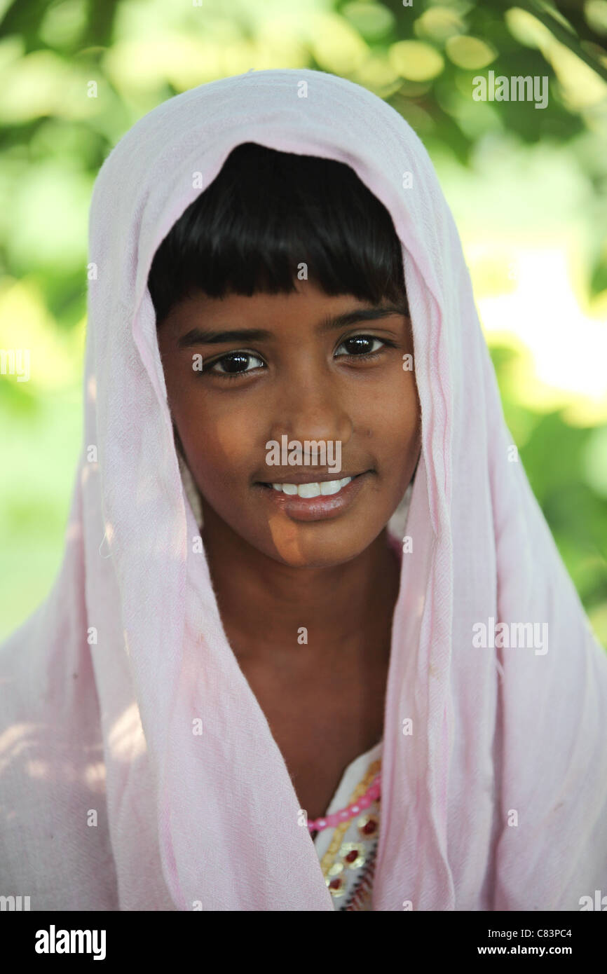 Smiling girl Andhra Pradesh South India Stock Photo - Alamy