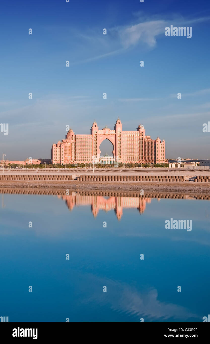 A view of the Atlantis Hotel, taken from the Palm, Dubai Stock Photo