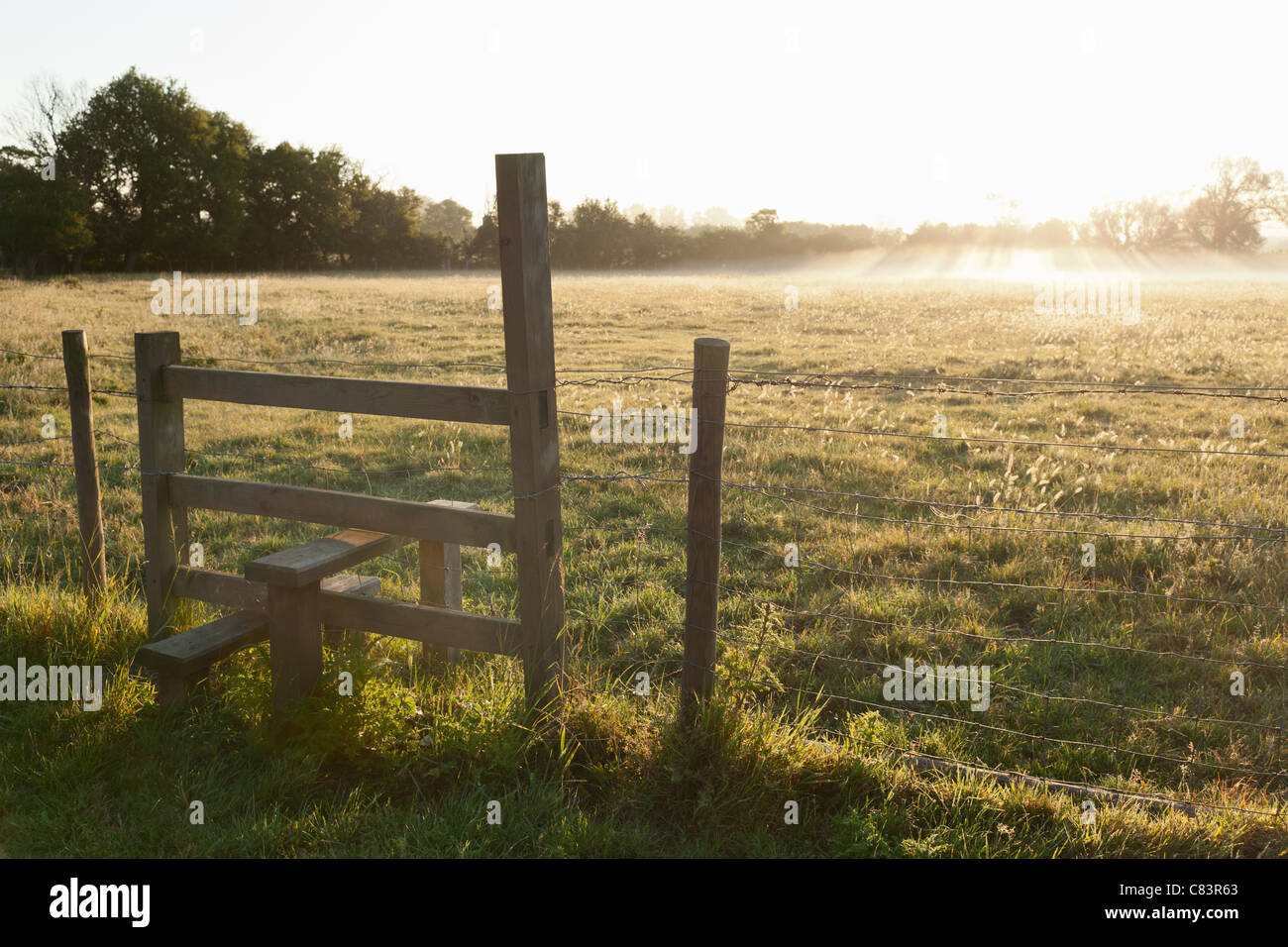 Wooden fence field hi-res stock photography and images - Alamy