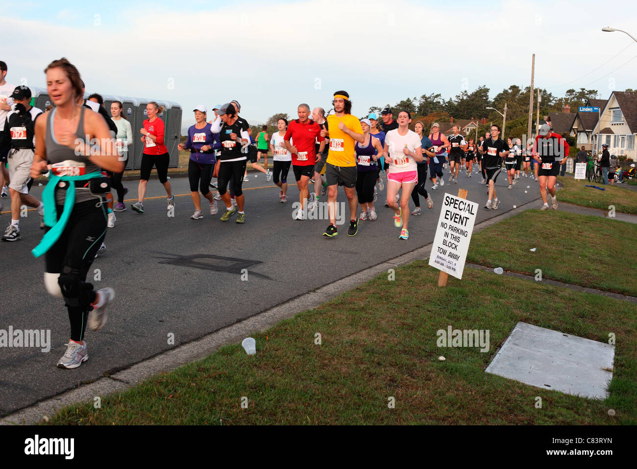 Runners in the Good life fitness marathon in Victoria BC Stock Photo