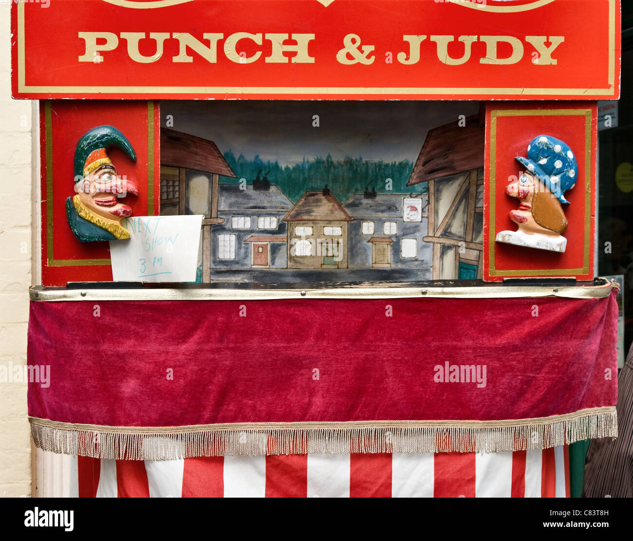 Punch & Judy show, gone to lunch. View from the front. Close up Stock Photo
