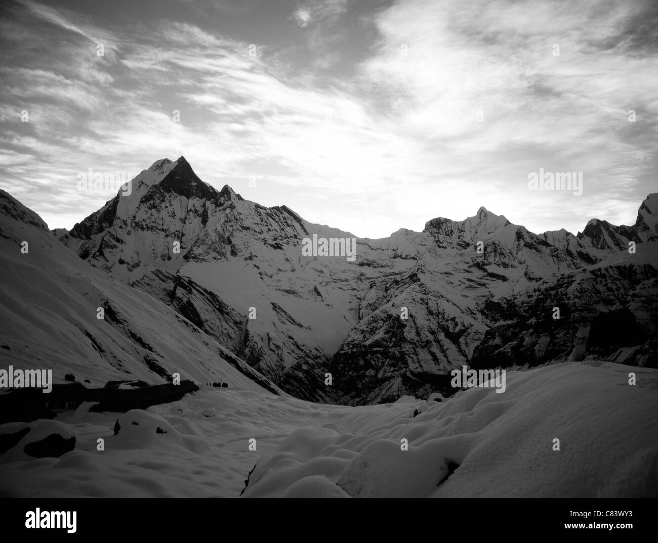 Nepal, himalayas, sunrise Black and White Stock Photos & Images - Alamy
